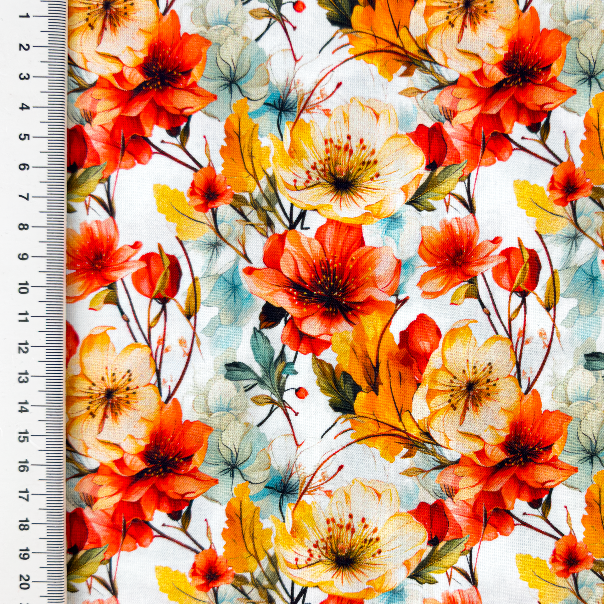 Baumwolljersey - Motivjersey - Mohnblumen in Pfirsich