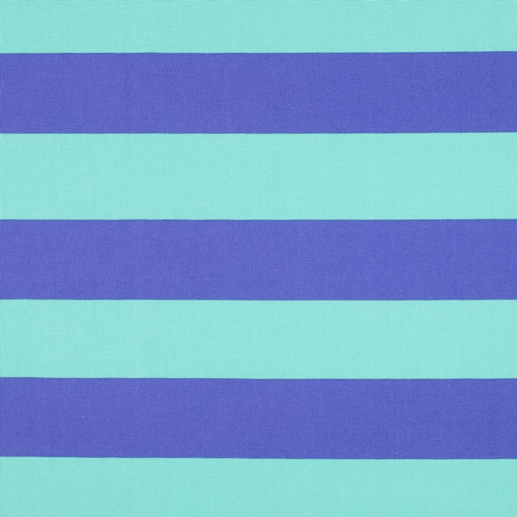 Hochwertiger Canvas Dekostoff in Leinenoptik, breite horizontale Streifen in Mint und Blau, 100% Baumwolle, 225g/m², robuster Stoff für Kissen und Taschen