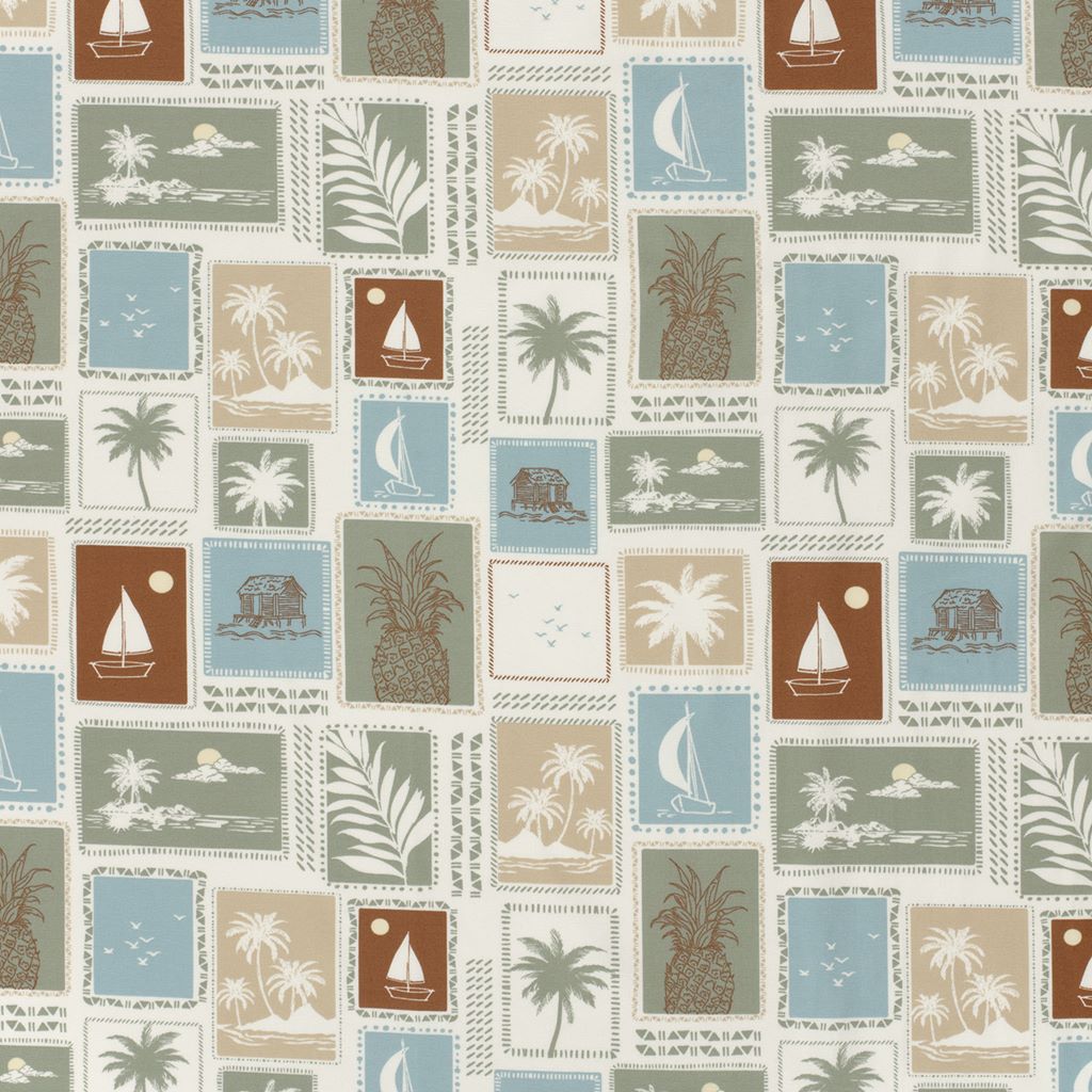 Hochwertiger Motivjersey mit sommerlichem Digitaldruck – bunte Urlaubsmotive wie Reisebusse, Kameras und Palmen, 95% Baumwolle, 5% Elasthan, Öko-Tex Standard 100