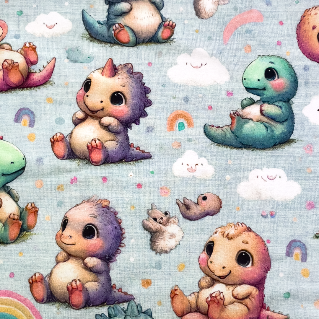Baumwolljersey - Motivjersey - Baby Dinos