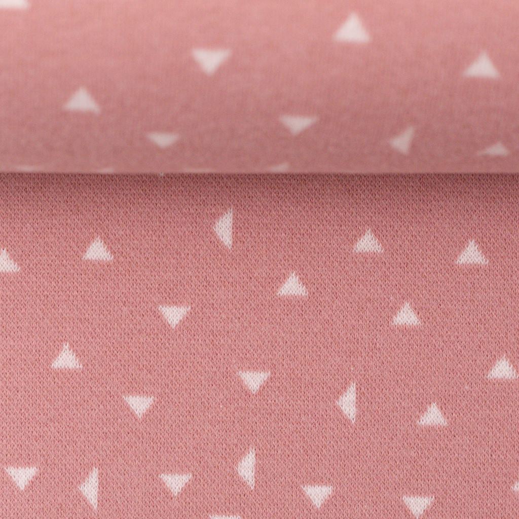Jacquard Jersey - Jacquard Stoff- Swafing - Sascha - Dreiecke auf Altrosa