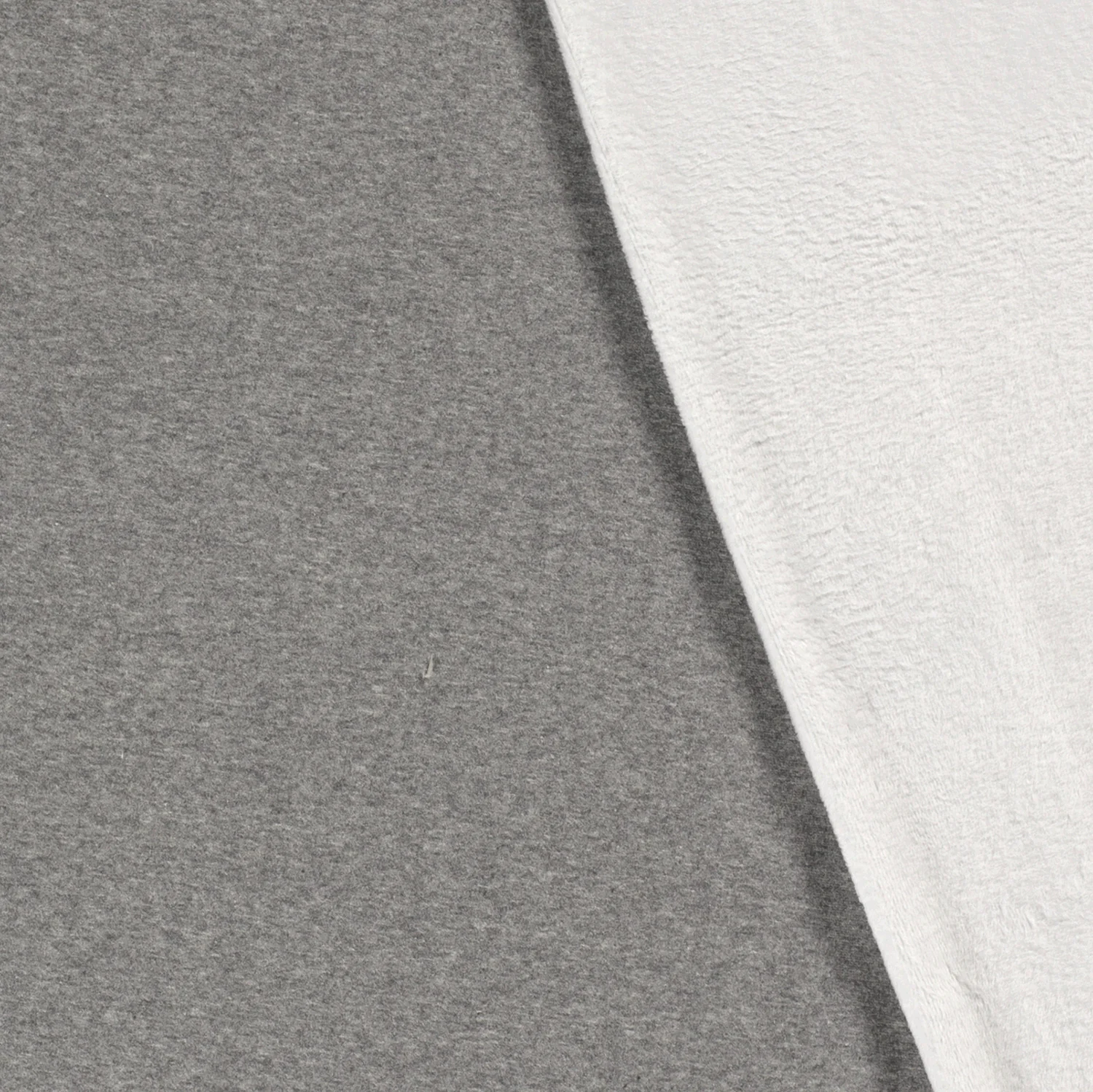 Alpenfleece - Sweat Stoff mit Plüschfell-Abseite - Uni - Hellgrau meliert