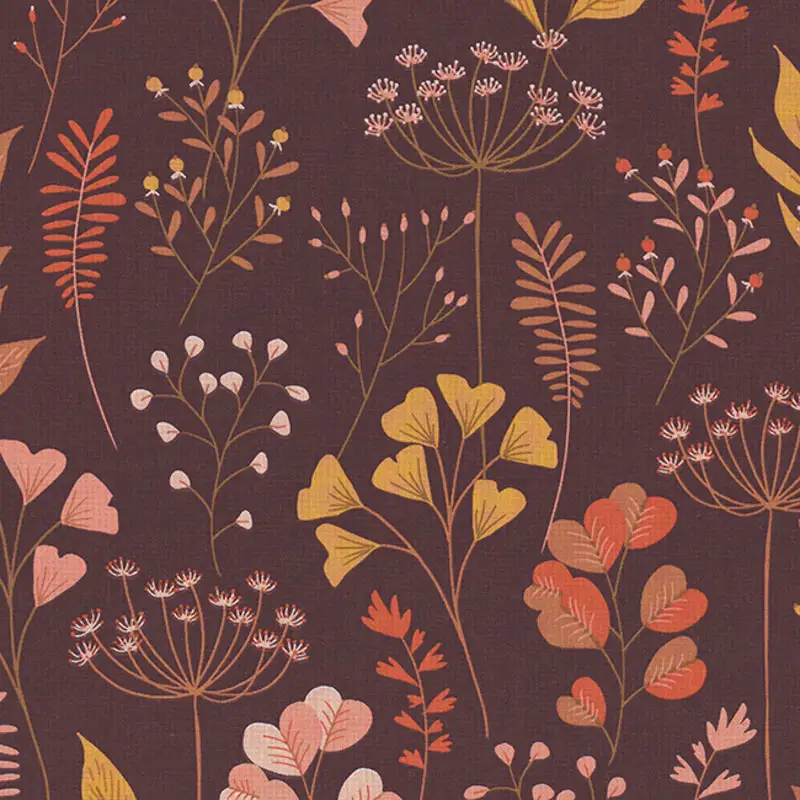 Hochwertiger Canvas in Leinenoptik mit romantischem Blüten-Muster, Half Panama Bindung, 80% Baumwolle, 20% Polyester, robust & dekorativ für Taschen, Kissen und Heimtextilien