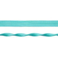 Elastisches Jacquard-Einfassband in glänzendem Dunkelmint, 20mm Breite, hochwertige Meterware mit feiner Webstruktur für Lingerie, Sportmode und elastische Abschlüsse.