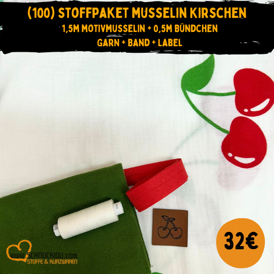 Stoffpaket - UNIKAT - Musselin Kirsche
