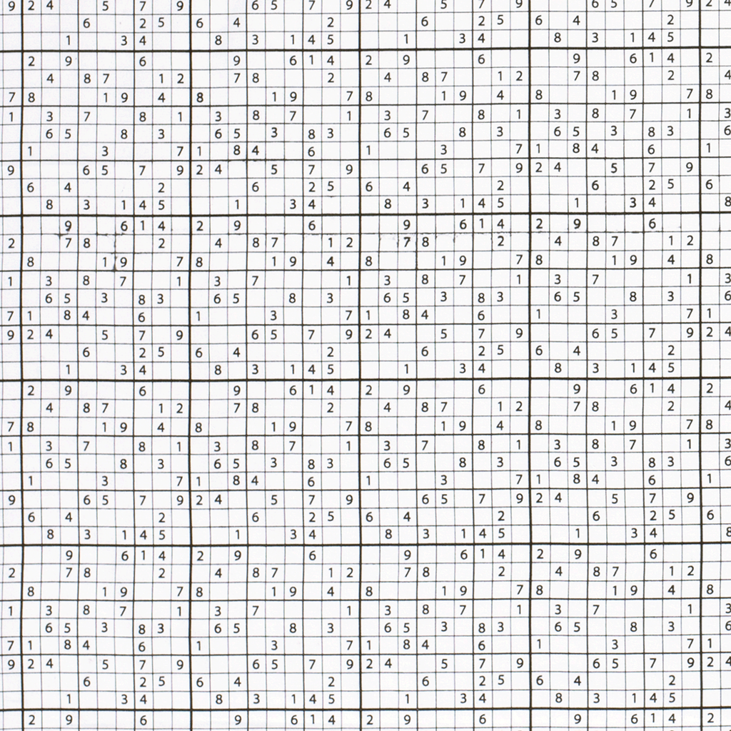 Webware - Baumwoll Stoff - Popeline - Sudoku - Zahlenrätsel auf Weiß