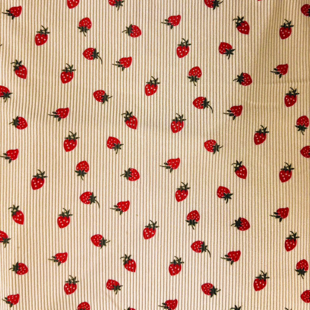Cord - Rib Stretchcord - Erdbeeren Stoffrest 120cm