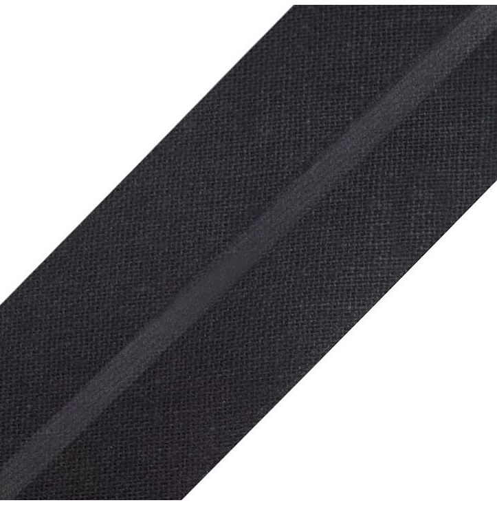 Schrägband - Einfassband - Meterware - Uni - 20mm - Schwarz