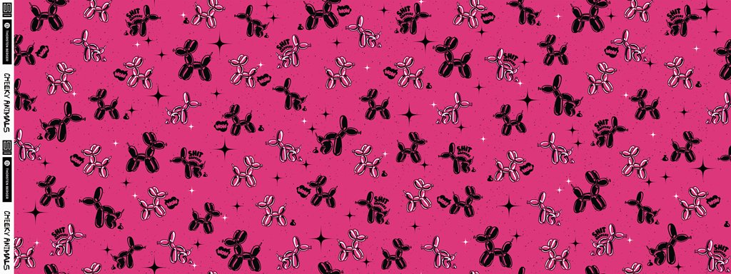 Vororder - French Terry - Swafing - Thorsten Berger - Cheeky Animals - Shit Happens - Kombistoff Tiere Pink