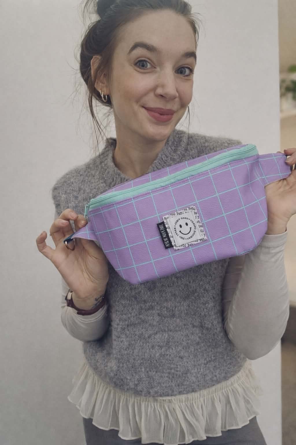 Stoffpaket  - Taschenpaket HIPBAG Lasse - Karo lila