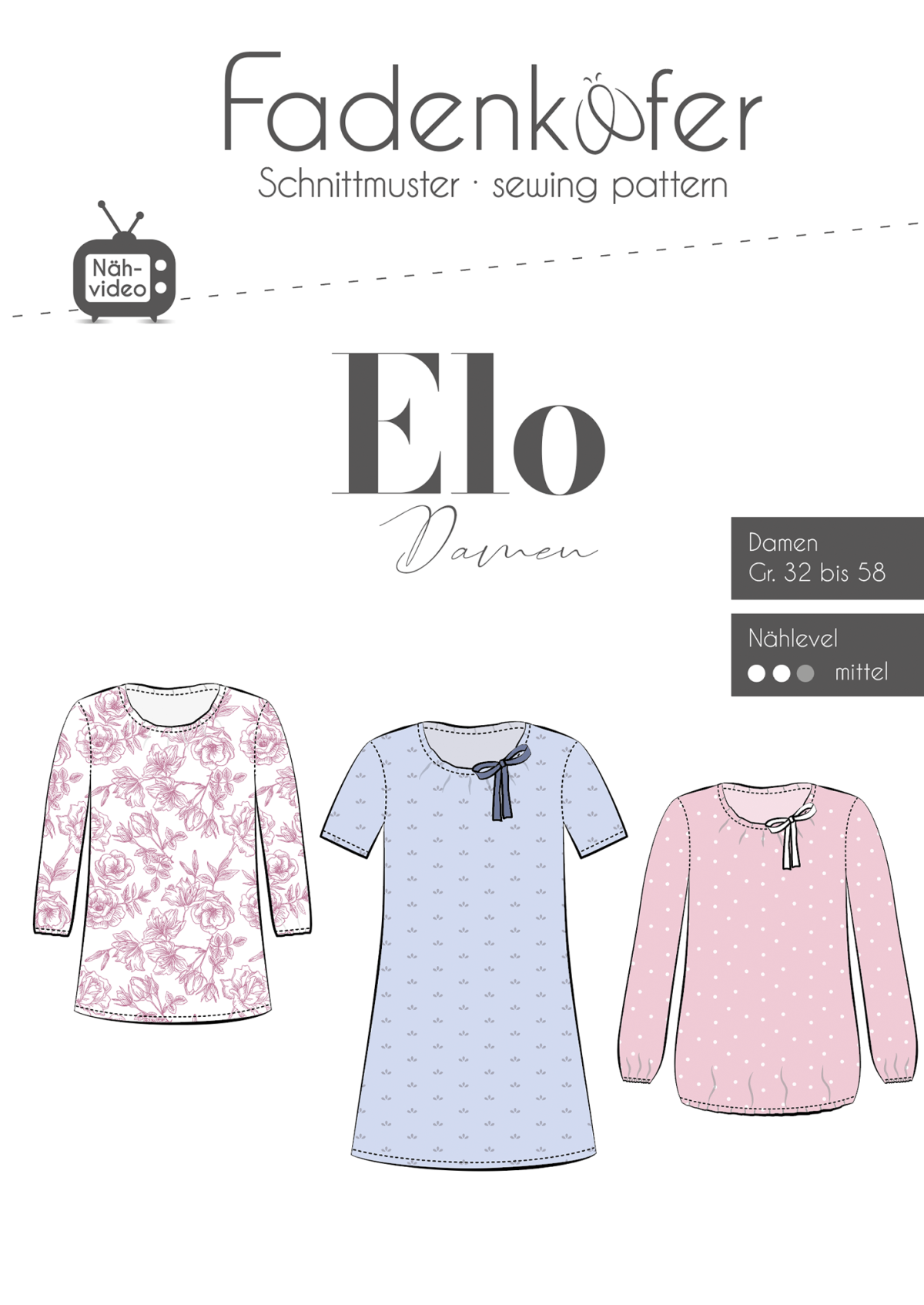 Papierschnittmuster Fadenkäfer - Bluse Elo Damen