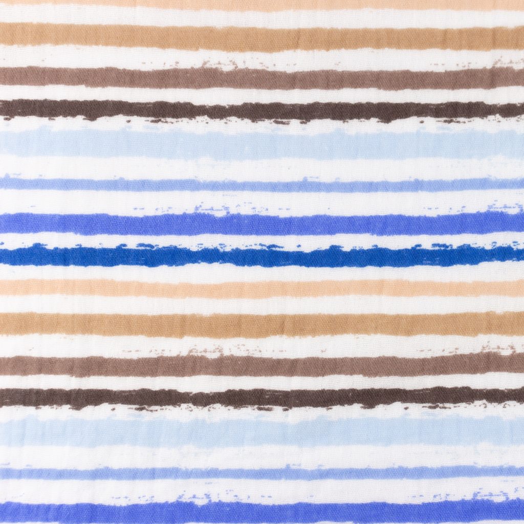 Musselin Stoff mit blauen Streifen Double Gauze Baumwolle maritim blau weiß