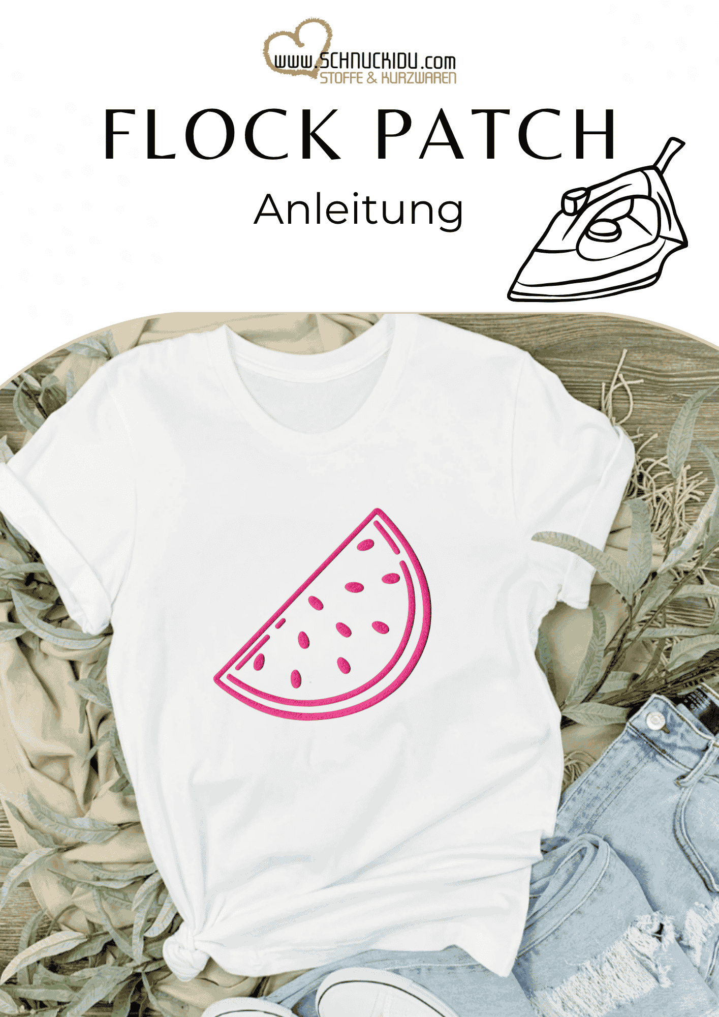 Flock-Patch - Zum Aufbügeln - Smiley - Neon Pink