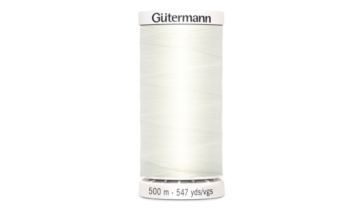 Gütermann Allesnäher 500 Meter in Ecru (111) – Hochwertiges Premium-Nähgarn aus 100% Polyester für alle Stoffe. Naturweißer Allesnäher, reißfest und farbecht.