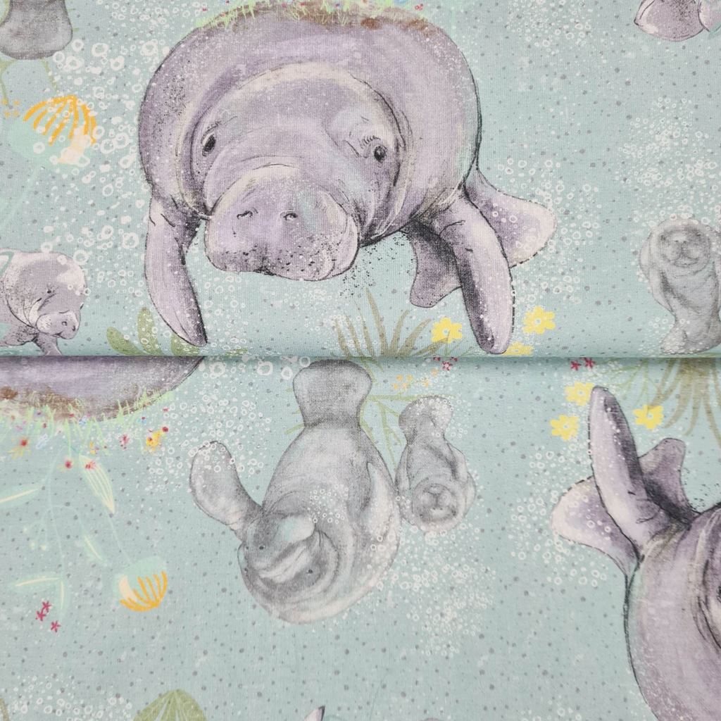 Lillestoff - Sommersweat - French Terry - Motivstoff - Manatee - Walross