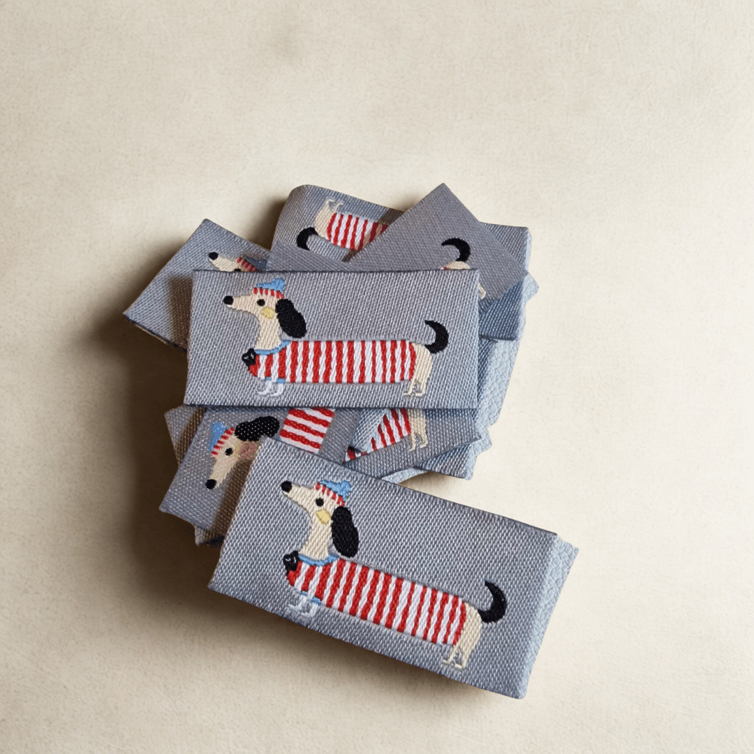Webetiketten - 20mm x 40mm - Dackel - grau - 1 Stück