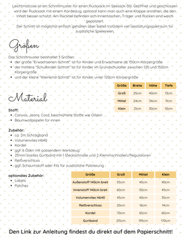 Papierschnittmuster - Lotte & Ludwig - Leichtmatrose Rucksack