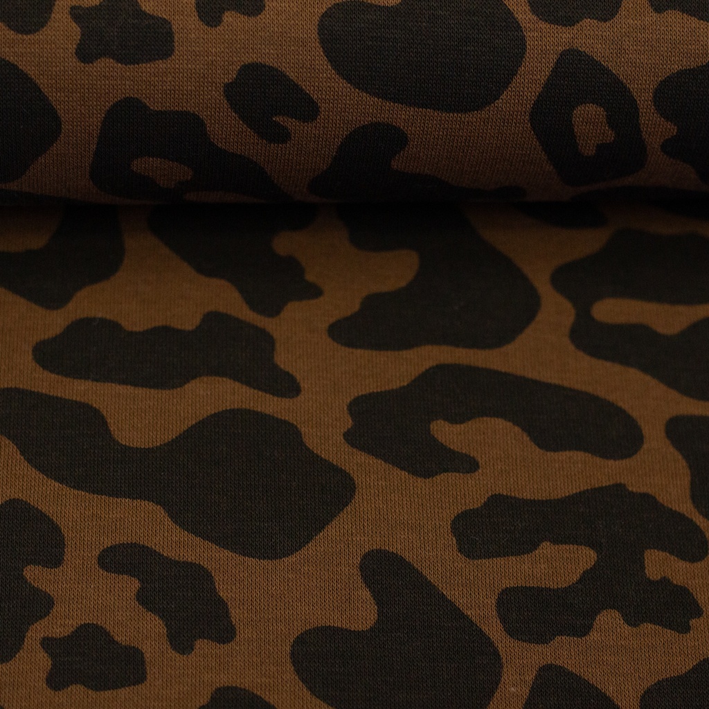 Sweatstoff French Terry Aspen im Leo-Print Braun von Swafing – Elastischer Sweat für Pullover, Hoodies und Freizeitkleidung.