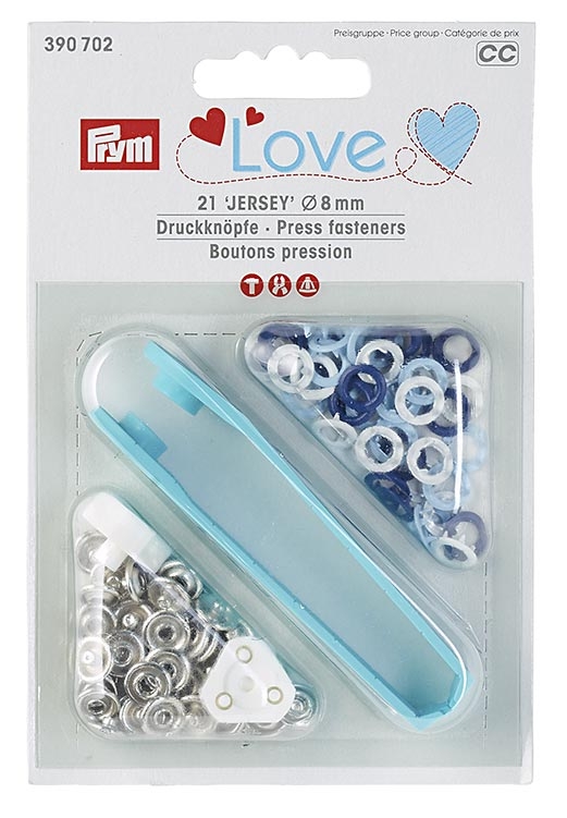 Prym Love - Druckknopf Jersey Color MS 8 mm blau/weiß