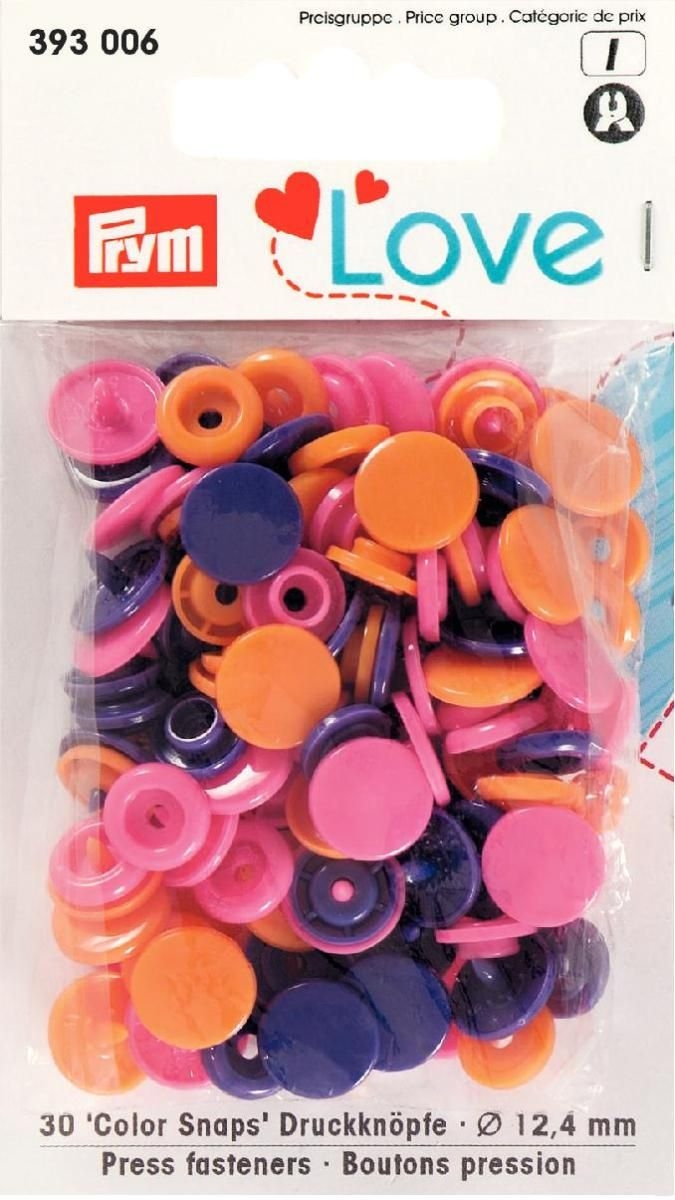 Prym Love Druckknopf Color KST 12.4mm orange/pink/violett - 393006
