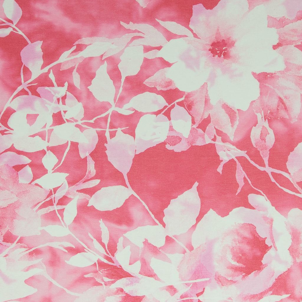 Baumwolljersey- Digitaldruck - Swafing - Lena - Watercolor Print - Blumenmotiv auf Pink Stoffrest 170cm