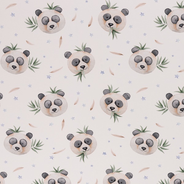 Baumwolljersey - Motivjersey - Swafing - Panda - Pandagesichter auf Offwhite Stoffrest 175cm