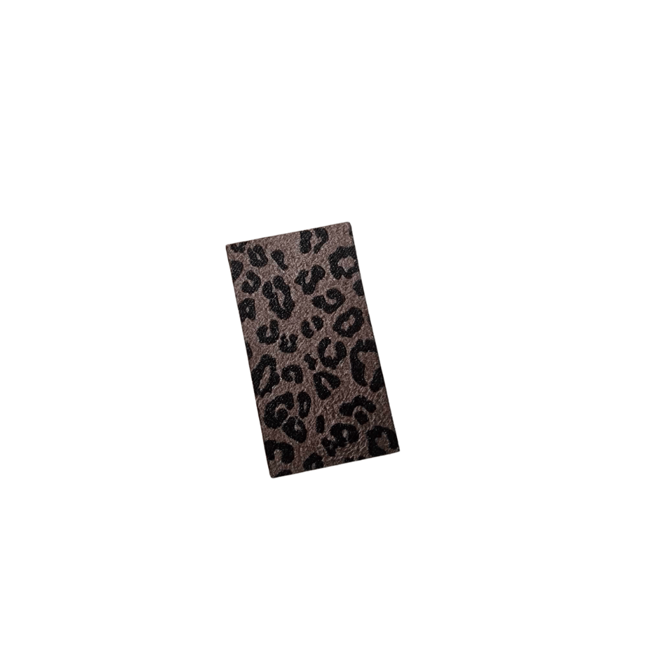 Label - Wildleder - Grau - 4,5cm x 2,5cm - Leoprint