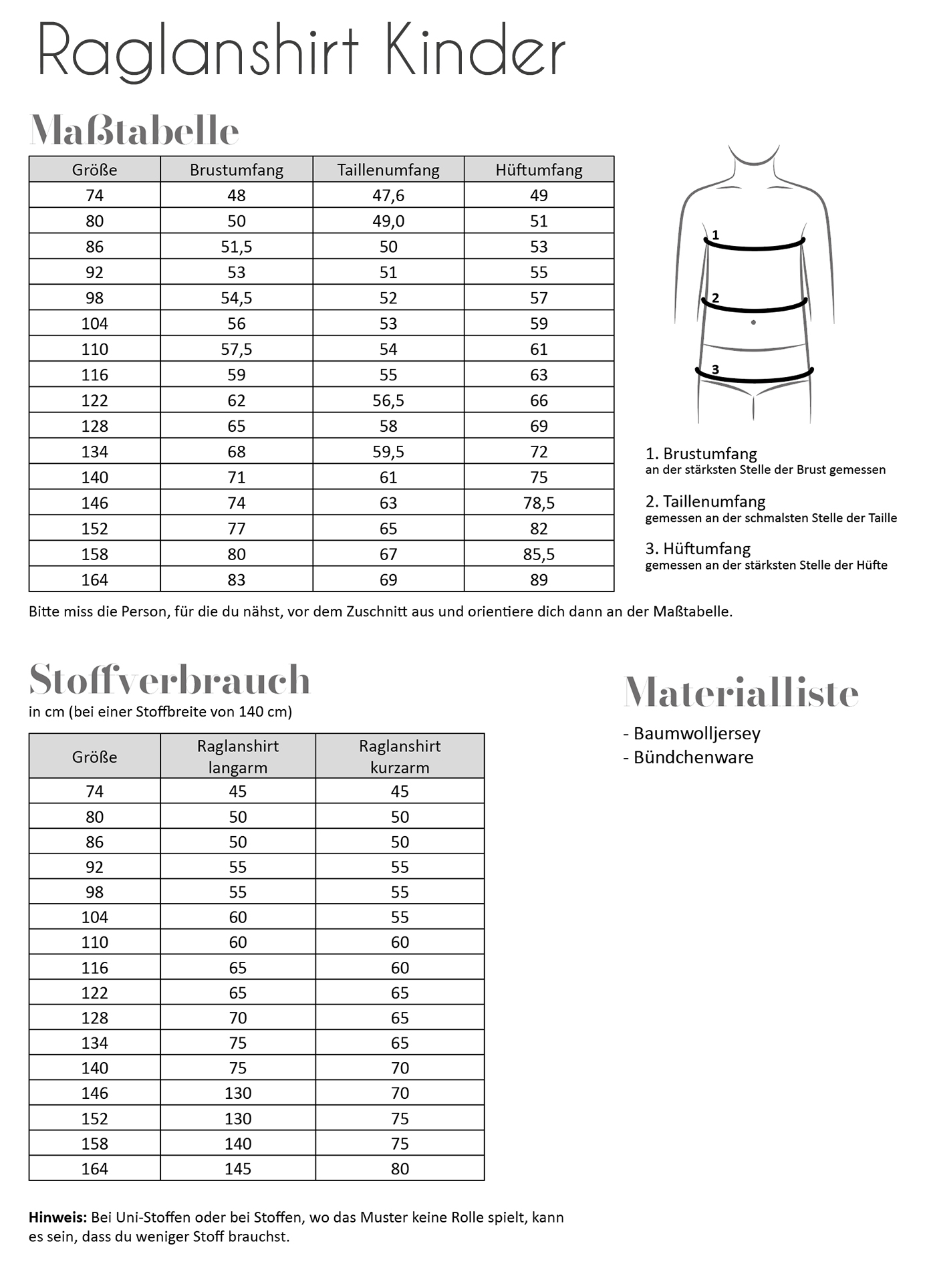 Papierschnittmuster Fadenkäfer - Raglanshirt für Kinder