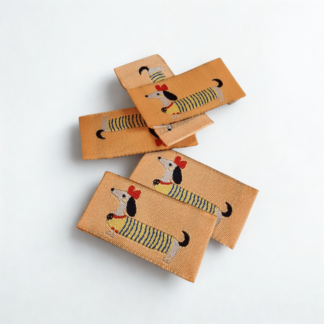 Webetiketten - 20mm x 40mm - Dackel - apricot - 1 Stück