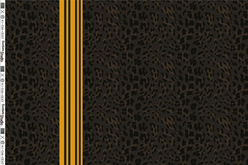 Hochwertiger Swafing Modal French Terry Modal Leo von ki-ba-doo mit Leo-Muster in Braun und leuchtender senfgelber Streifenbordüre
