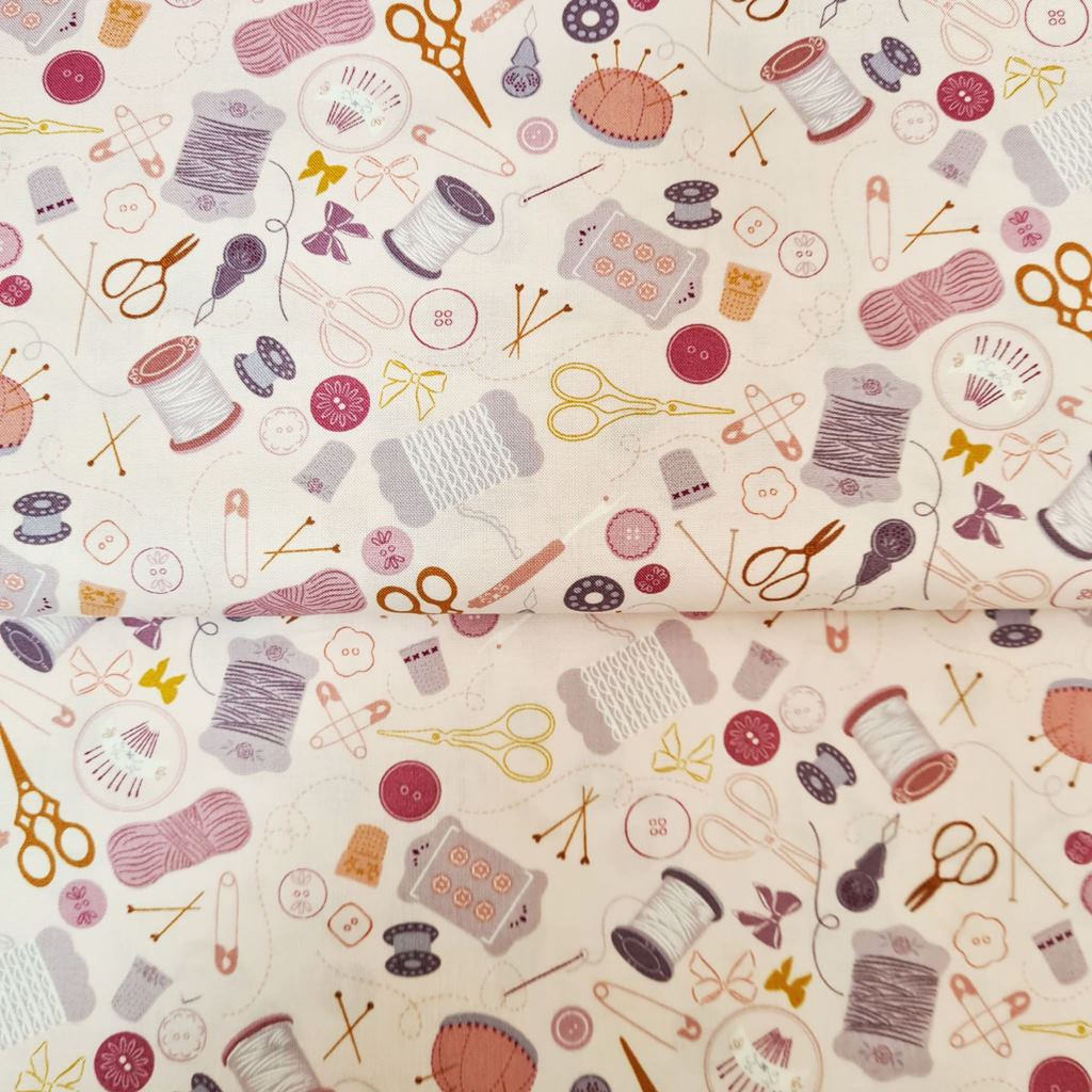 Webware - Popeline - Baumwoll Stoff - Patchwork - Nähzubehör auf Rosa