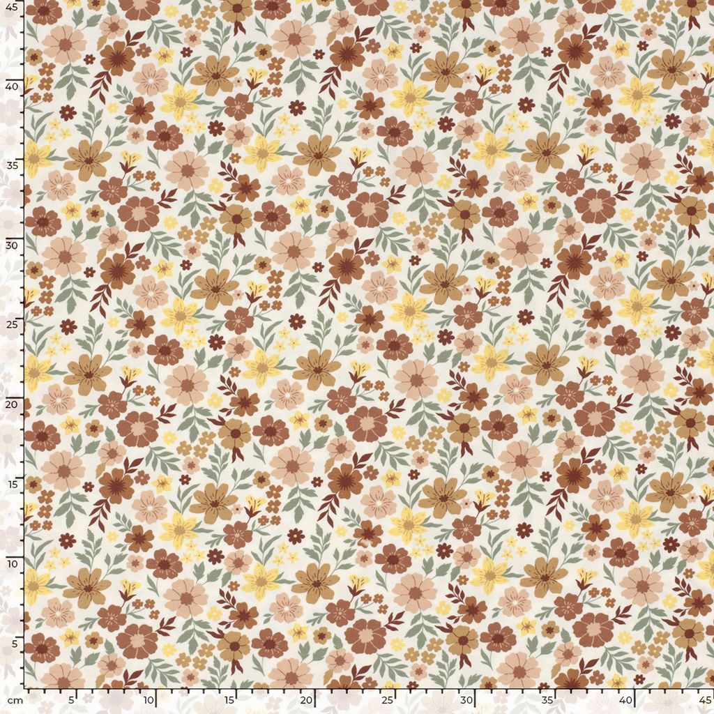 Motivjersey - Digitaldruck - Blumen in Naturtönen
