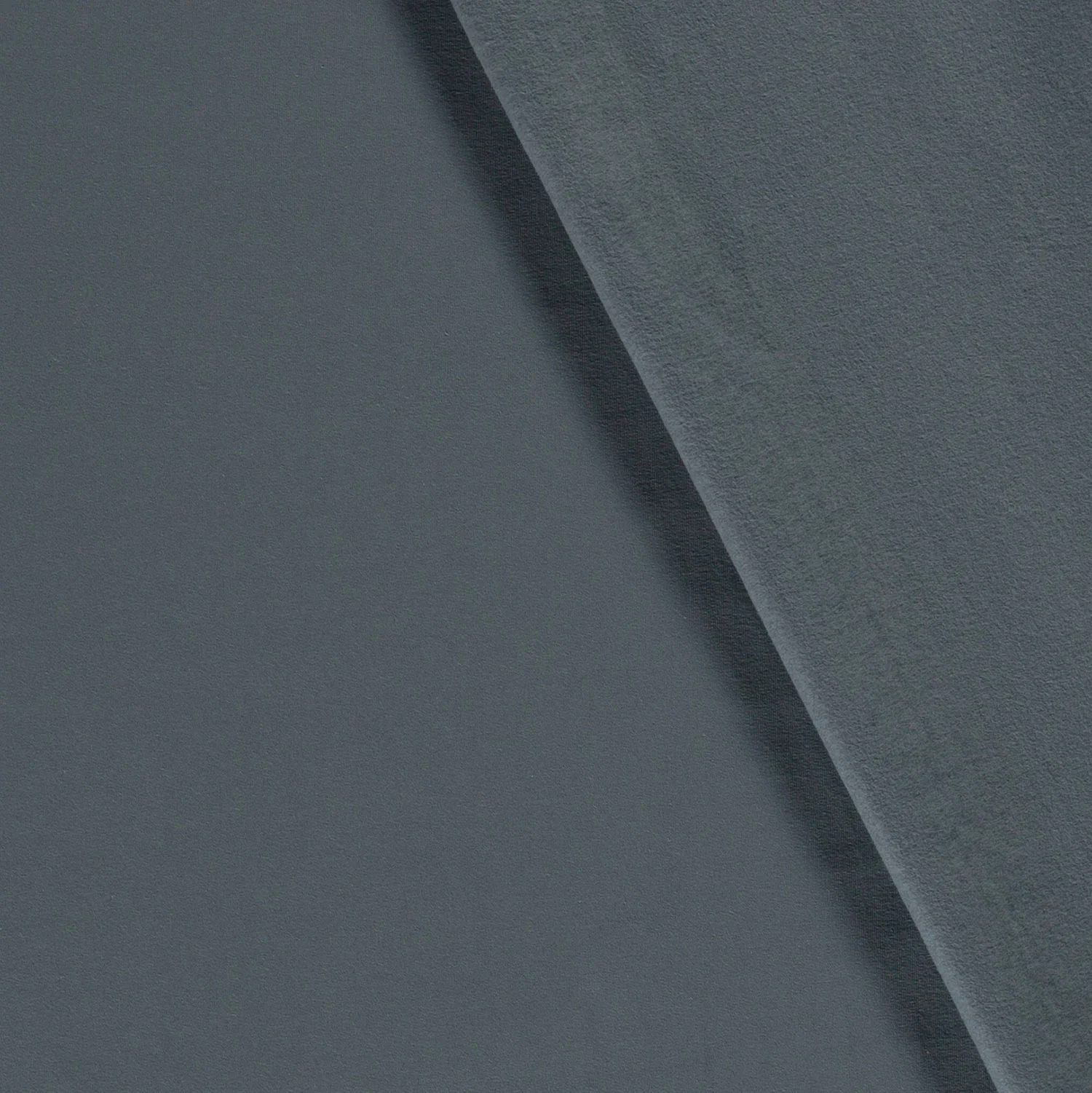 Sweat Stoff leicht angeraut Stahlblau Uni Meterware weich kuschelig