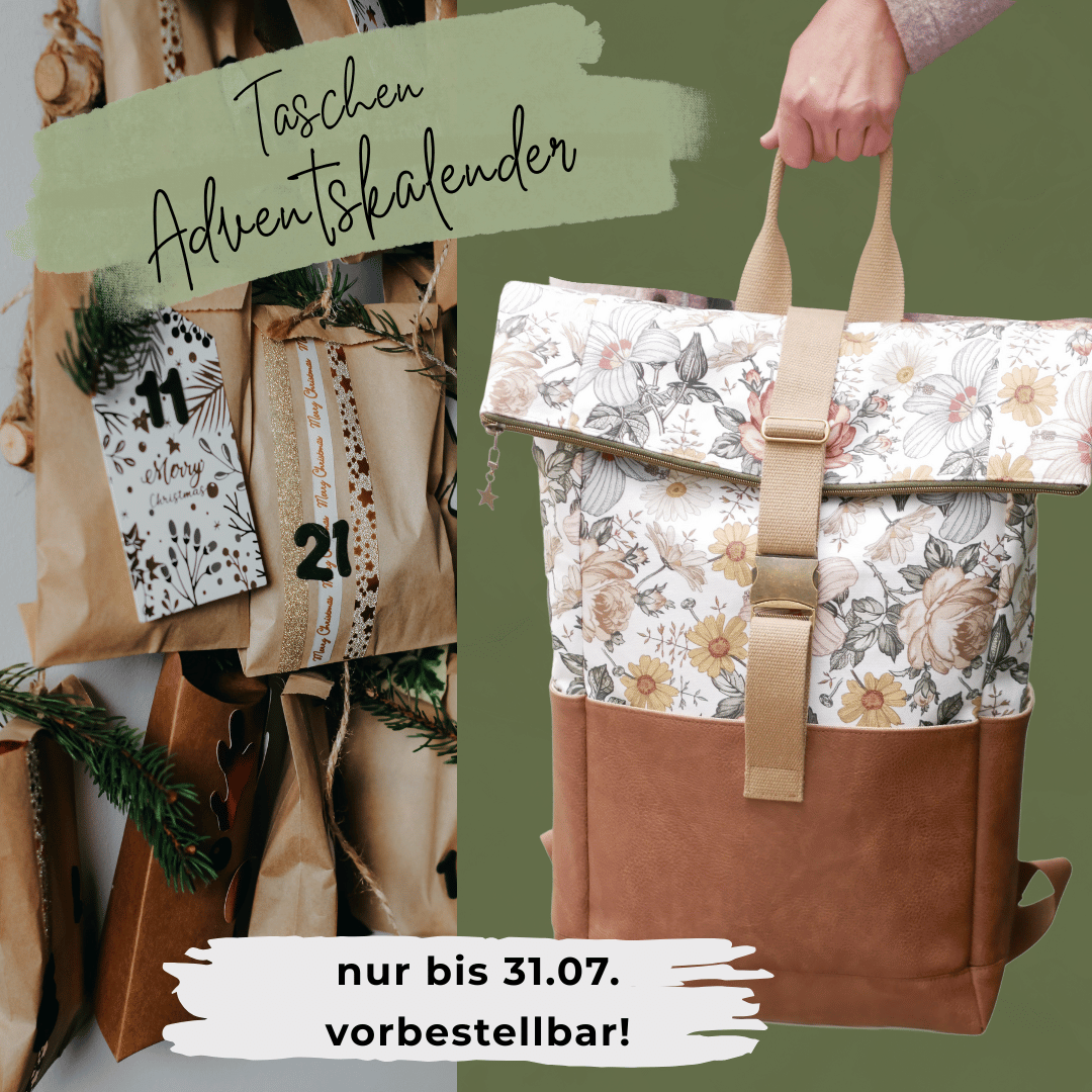 Taschen-Adventskalender 2025 von Schnuckidu® – DIY-Nähpaket mit Stoff, Zubehör & 24 kreativen Überraschungen - Vororder