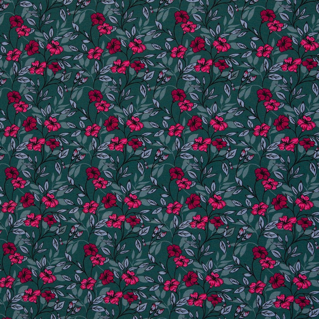 Modal French Terry Kairo von Swafing mit kleinen Blüten in Petrol – weicher Sommersweat aus Modal-Baumwoll-Mix, Öko-Tex Standard 100, elastisch & fließend für Kleider