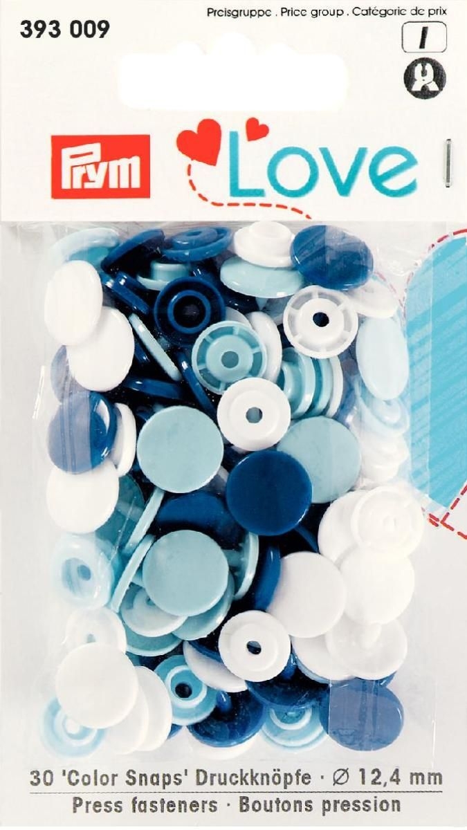Prym Druckknopf Color Snaps. Prym Love. 12.4mm. blau/weiß/hellblau - 393009