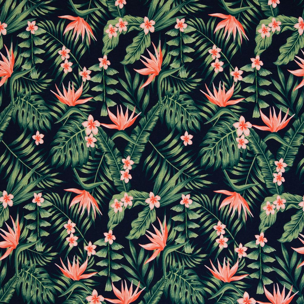 Motivjersey - Swafing - Summer - Monstera auf Blau
