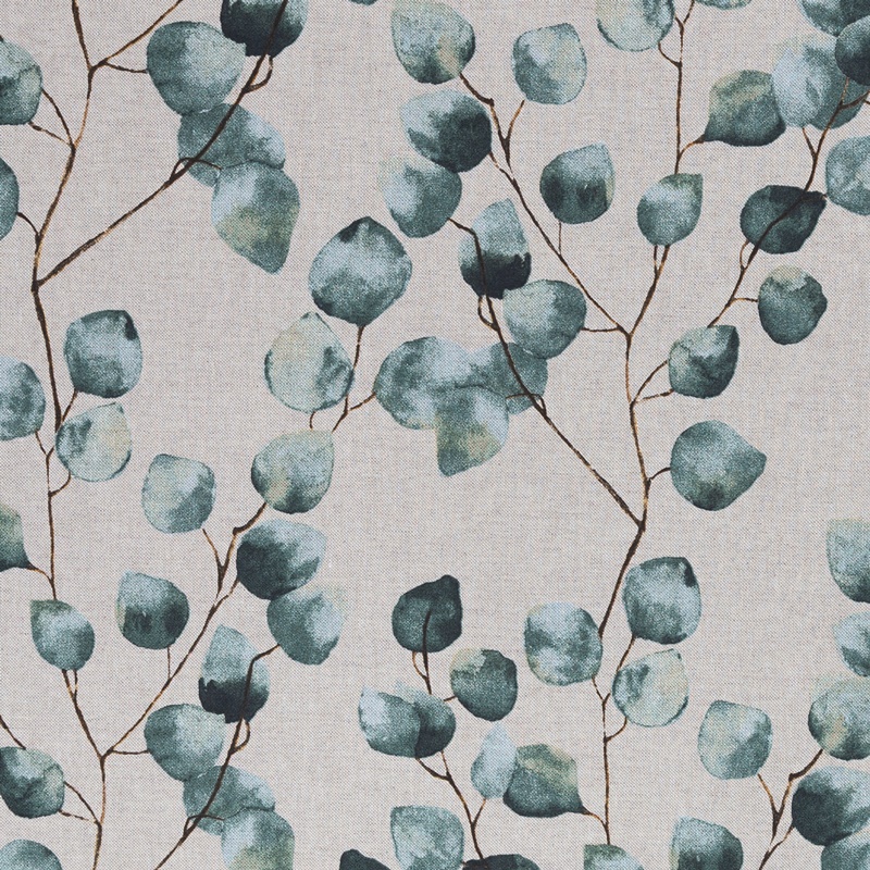 Canvas - Dekostoff - Leinenoptik - Emma - Eukalyptus auf Beige