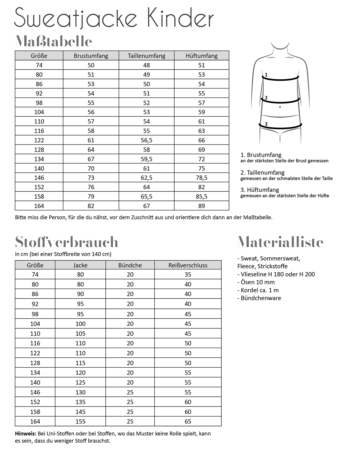 Papierschnittmuster Fadenkäfer - Sweatjacke Kinder
