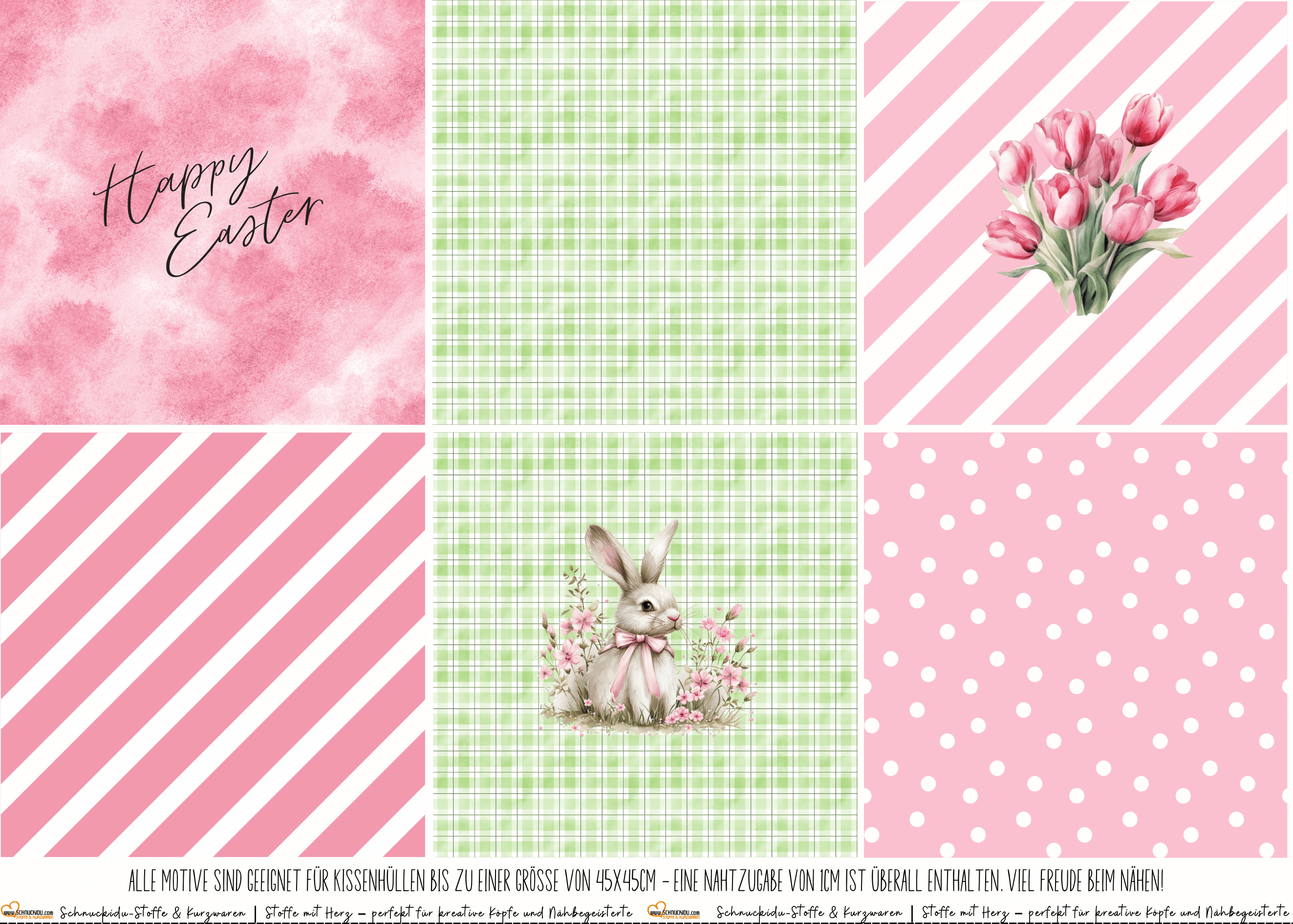 VORORDER - Panel Eigendesign  - Canvas - Kissenpanel - Ostern Rosa/Grün