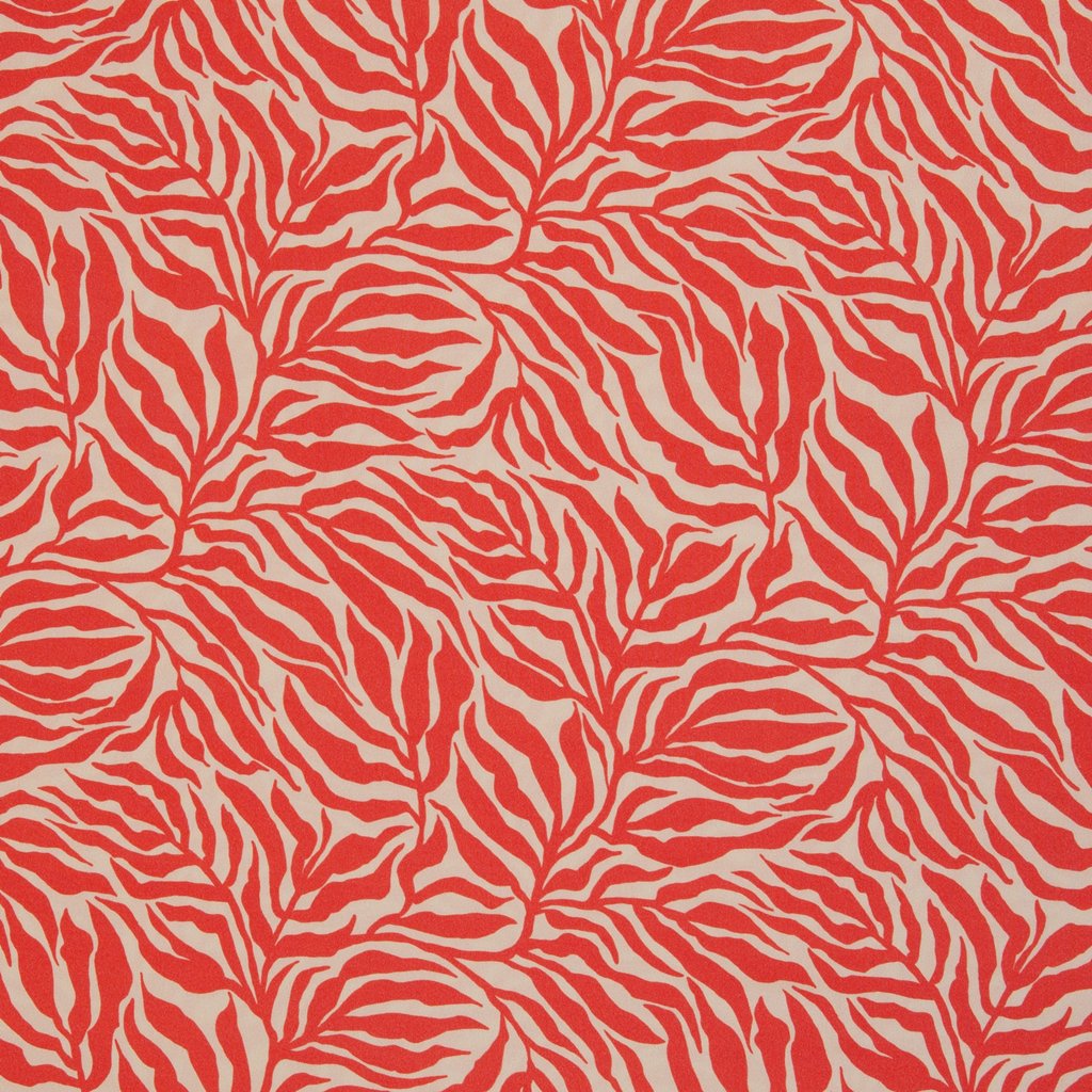 Leichte Viskose-Webware "Zebra Jungle" von Bienvenido Colorido für Swafing, abstraktes Blättermuster im Zebra-Stil in leuchtendem Orange auf hellem Grund, 100% Viskose, fließender Fall