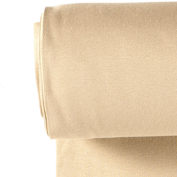 Bündchen Stoff Feinripp Uni in Beige – warmer Sandton, elastisch und hochwertig