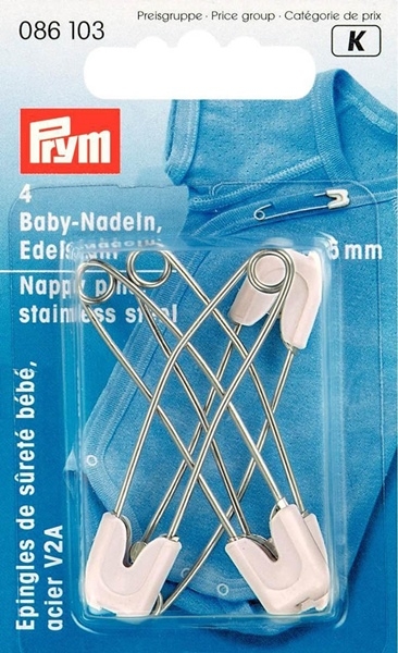Prym - Baby-Sicherheitsnadeln 4 Stück - 55 mm - Weiß