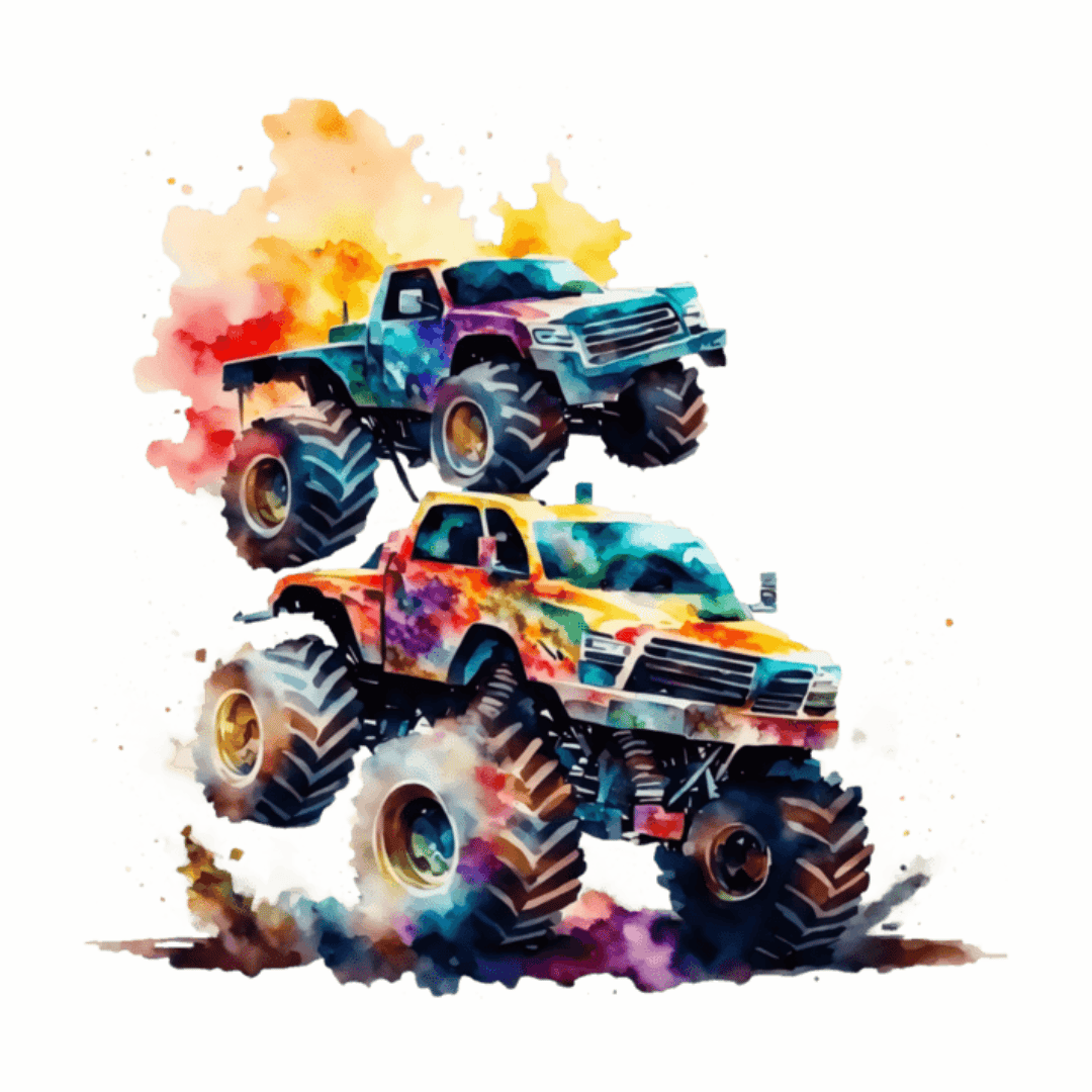 Bügelbild - Plott - Trucks - ca. 14,2cm x 13,7cm