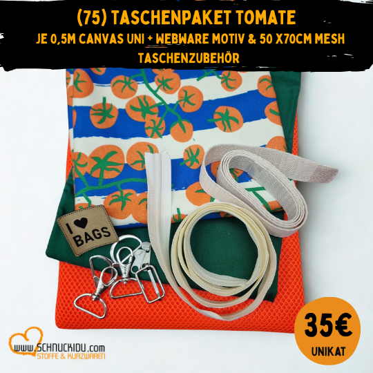 Stoffpaket - UNIKAT - Taschenpaket Tomate