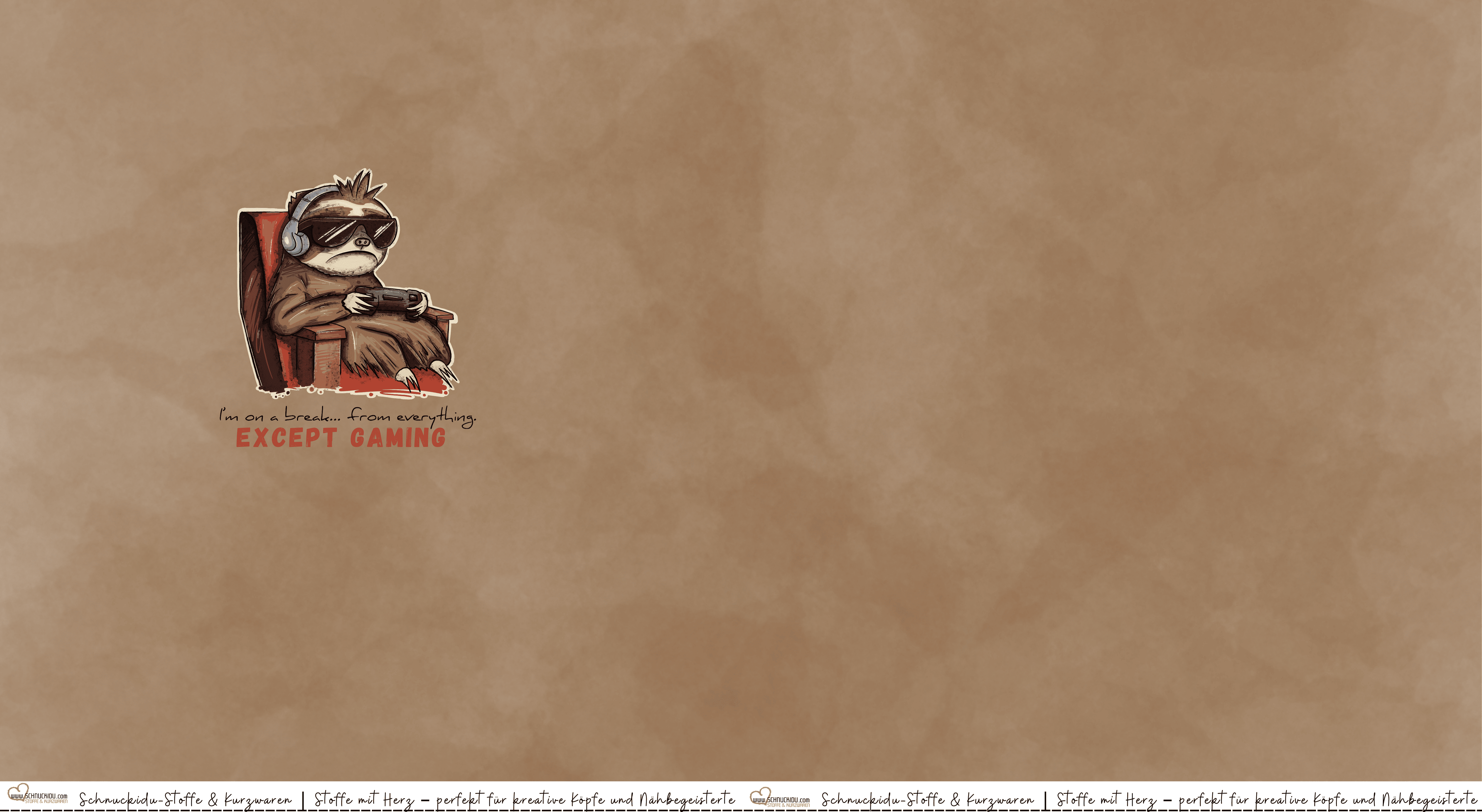 Panel Eigendesign Jersey mit Zockerfaultier Motiv – ca. 80x155cm, hochwertiger Baumwolljersey für Gamer-Shirts, Öko-Tex Standard 100, weich & elastisch