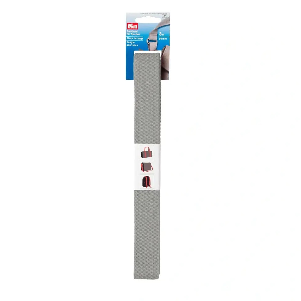 Taschengurtband - Gurtband - 30mm - Uni - Hellgrau - 3m Packung 