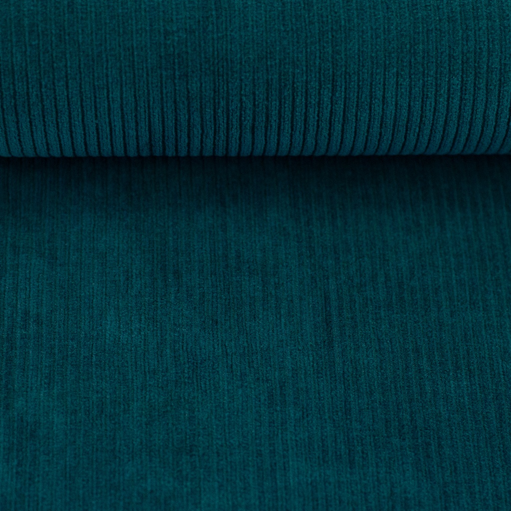 Hochwertiger Swafing Cordjersey Juna in Petrol, elastischer Feincord-Strickstoff für Pullover, Hosen, Kleider und Kinderbekleidung