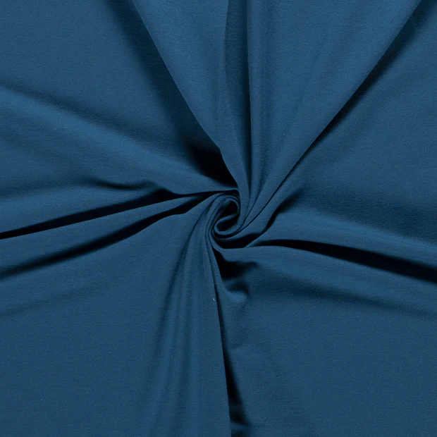 French Terry Sommersweat Uni in Hellem Petrol – sanftes Blaugrün, ungeraut, 95% Baumwolle, Öko-Tex Standard 100, elastisch