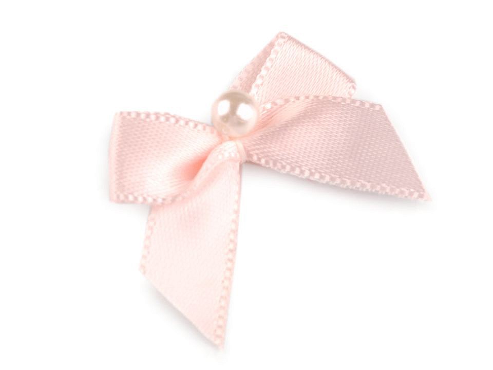 Satin - Satinschleife mit Perle - Rosa - 30x35mm